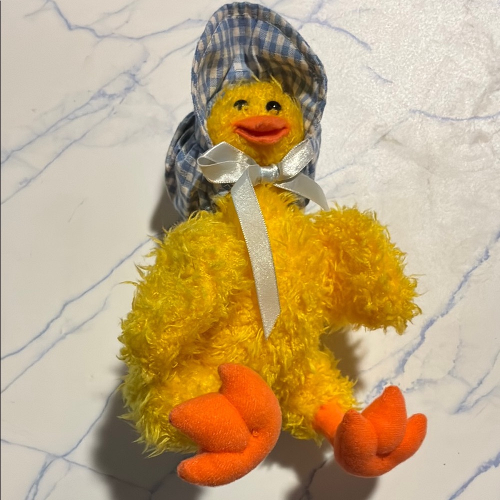 Ty Yellow Plush Chic Toy with Blue Accents arms & legs move